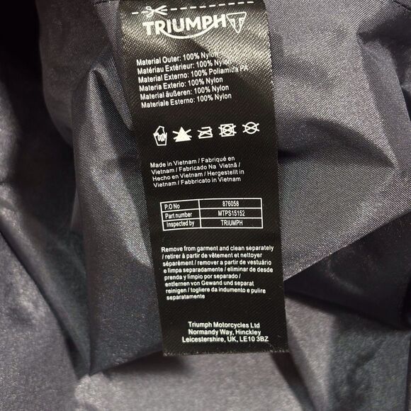 Triumph Jerez Motorcycle Jacket with Pads Wind Waterproof Gray Black Medium - Picture 15 of 15
